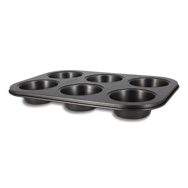 Plaque à 6 muffins en acier carbone, AMANDINE noir <span itemprop=