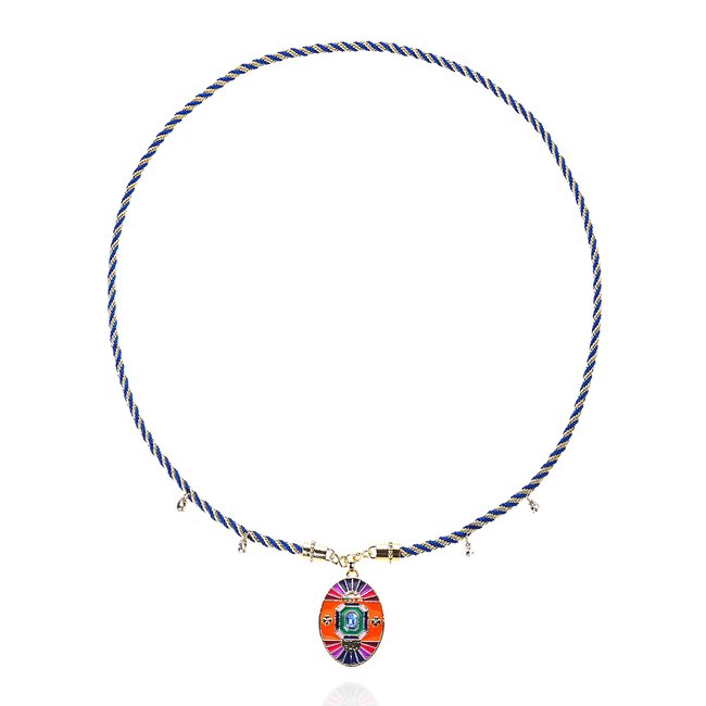 Collier sautoir avec cordon et pendentif central PESOS multicolore <span itemprop=
