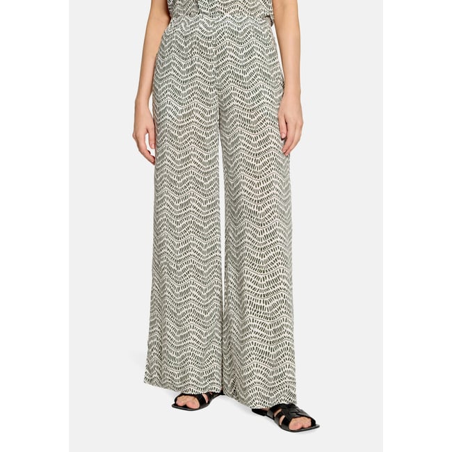 Pantalon palazzo à ceinture à nouer cream/khaki <span itemprop=