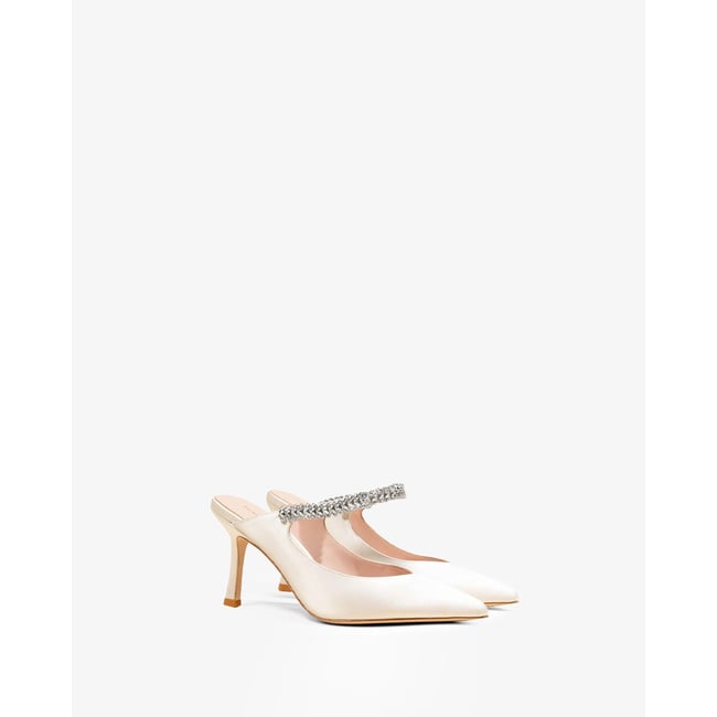 Escarpins à strass et en satin HARPER blanc <span itemprop=