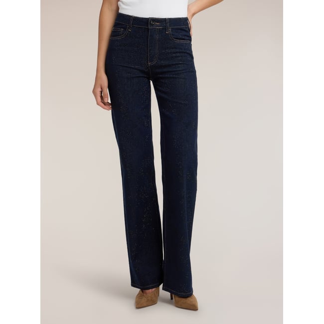 Jean palazzo avec strass all over bleu <span itemprop=
