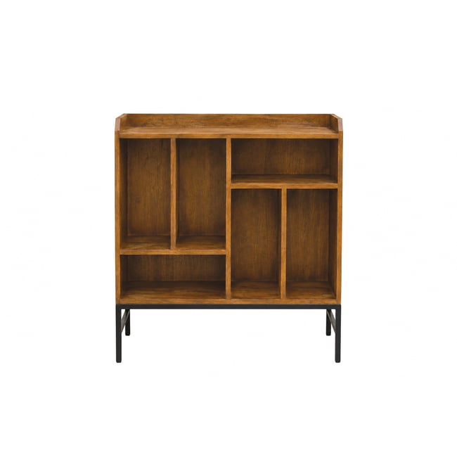 Buffet de rangement vinyles en bois massif et métal noir L76 cm BLUES - MILIBOO