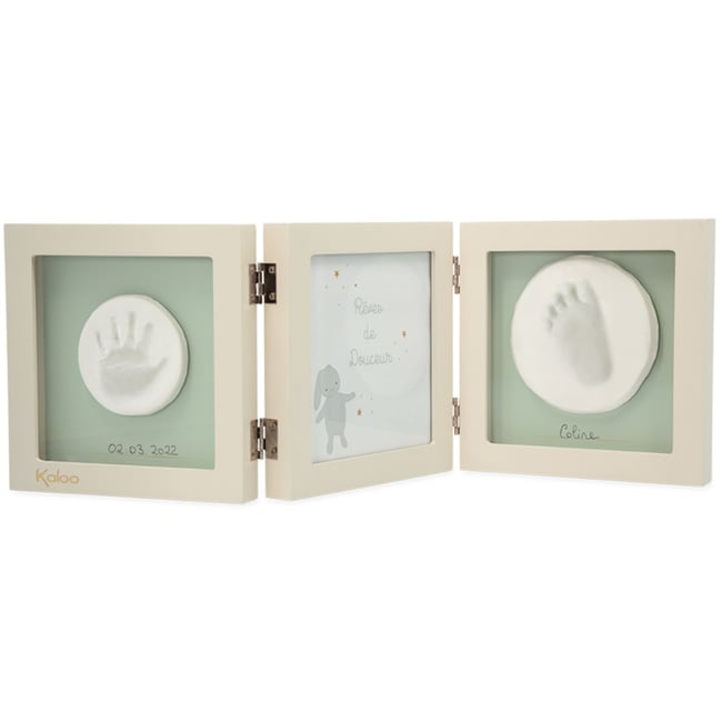Mon cadre photo et empreintes vert d'eau, beige, écru <span itemprop=