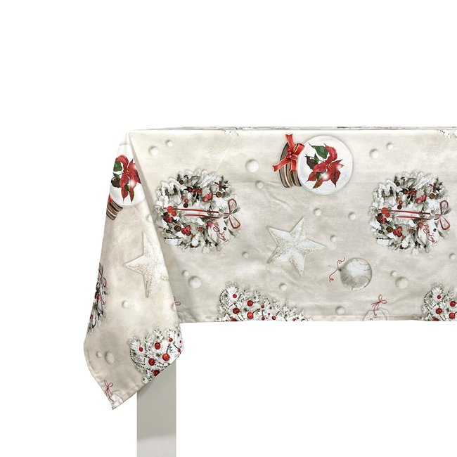 Nappe de NOËL XMAS DAYS blanc/rouge <span itemprop=
