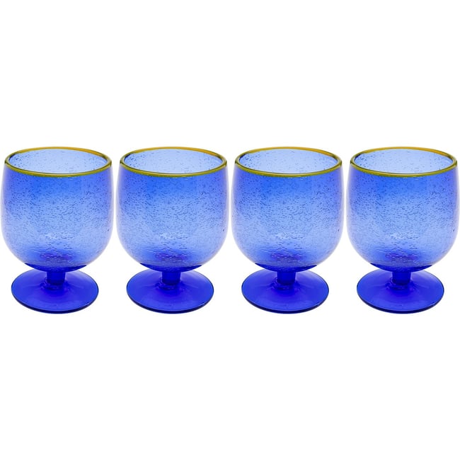 Lot de 4 verres à vin, BUBBLES Couleur bleu <span itemprop=