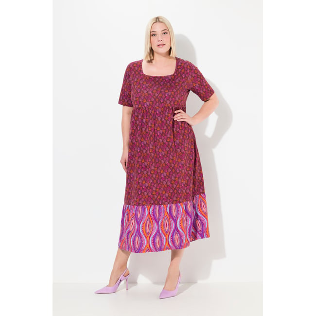 Robe en jersey à mélange de motifs aubergine <span itemprop=