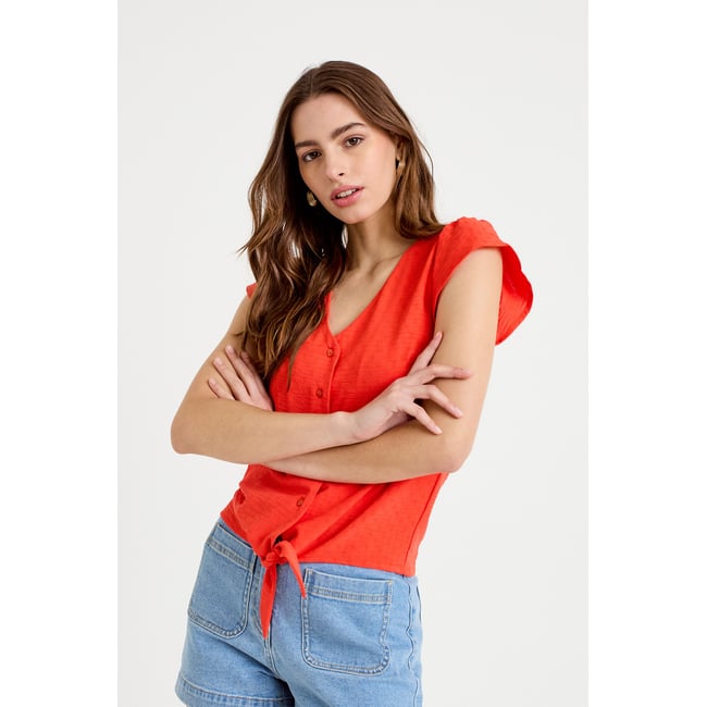 Blouse manches courtes orange foncé <span itemprop=