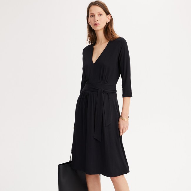 Robe évasée, longueur midi, 3/4, manches 3/4 - ANNE WEYBURN
