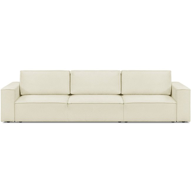 Canapé convertible 5 places en tissu bouclé - HARPER MOD Couleur ecru <span itemprop=