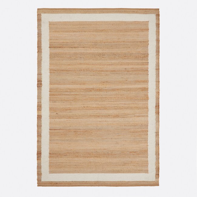Tapete de juta e lã com contorno, Arian natural/branco <span itemprop=