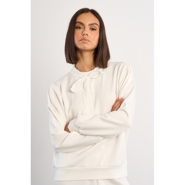 Sweat-shirt décontracté avec col nouable offwhite <span itemprop=