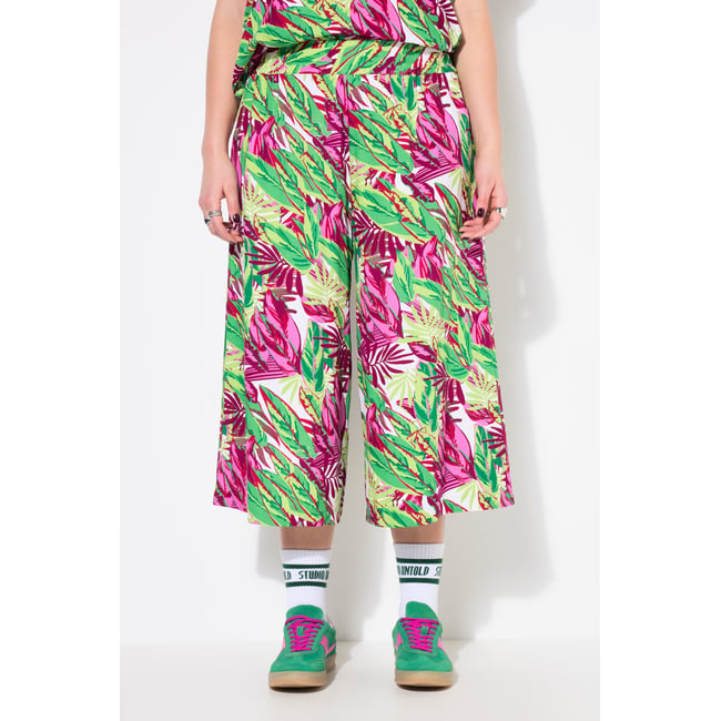Jupe-culotte Wide Legs, imprimé jungle vert émeraude <span itemprop=