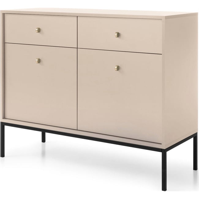 Commode vintage à tiroirs collection MONNE Couleur beige et noir <span itemprop=