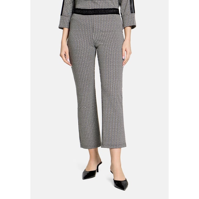 Pantalon à enfiler coupe slim fit blanc/noir <span itemprop=