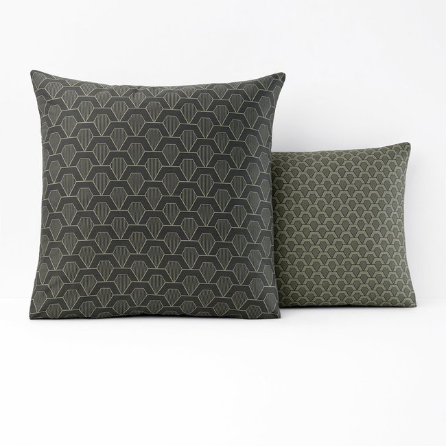 Kissenbezug Jacob, Satin aus reiner Baumwolle grau/khaki LA REDOUTE INTERIEURS