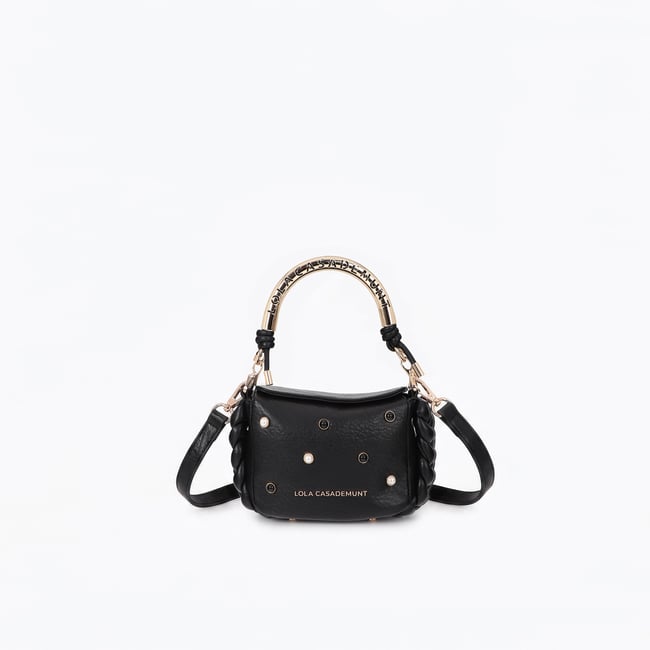 Sac à bandoulière à logo métallique avec clous noir <span itemprop=