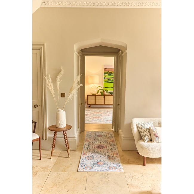 Modern Damask Eco-Washable Runner Rug, multi-coloured, HUG RUG