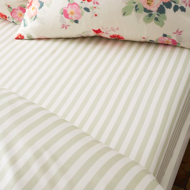 Stripe Cotton Fitted Sheet, green, CATH KIDSTON