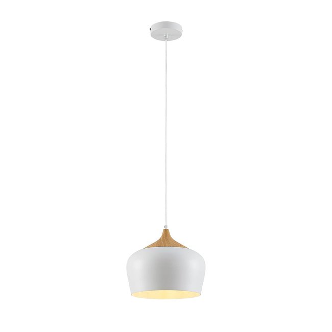 Suspension en métal scandinave, Vilsera Couleur blanc, bois clair <span itemprop=