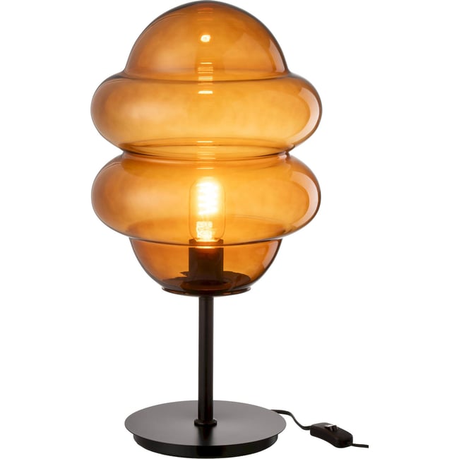 Lampe en verre forme organique cuillère de miel Couleur miel ambré marron <span itemprop=
