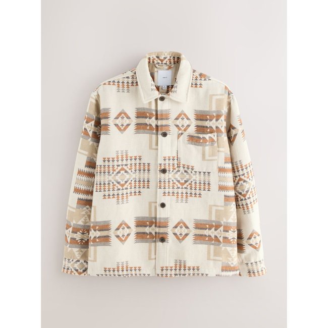 Veste-chemise style navajo écru <span itemprop=