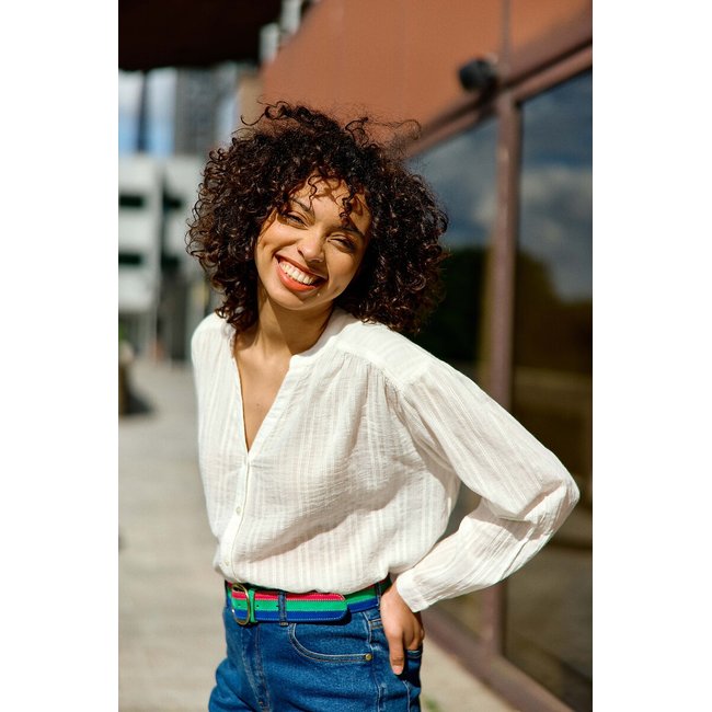 Blusa con scollo a V, cotone traforato, BOLIAS bianco LA PETITE ETOILE