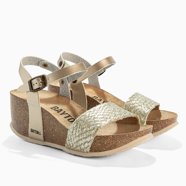 Sandales compensées TOLEDO pour femme or <span itemprop=