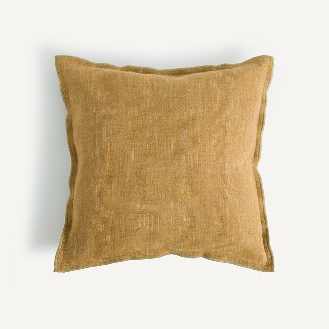 Missia Cushion Cover in dyed woven and linen, mustard, AM.PM