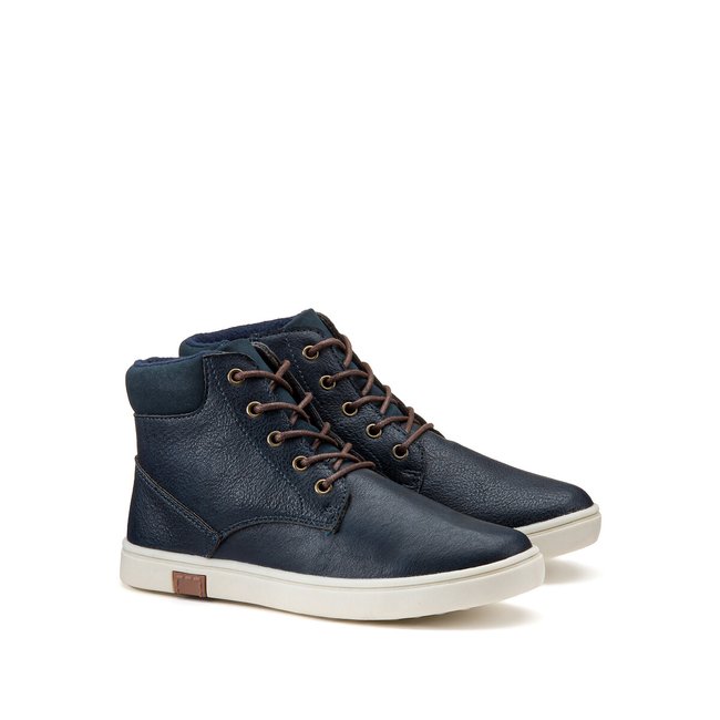 Kids Ankle Boots with Zip Fastening and Laces, navy blue, LA REDOUTE COLLECTIONS