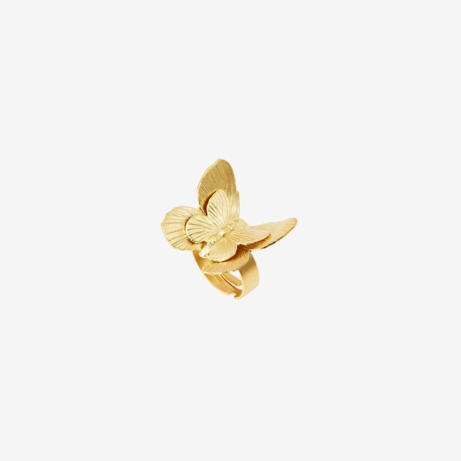 Bague plaquée or grand modèle - butterfly doré <span itemprop=