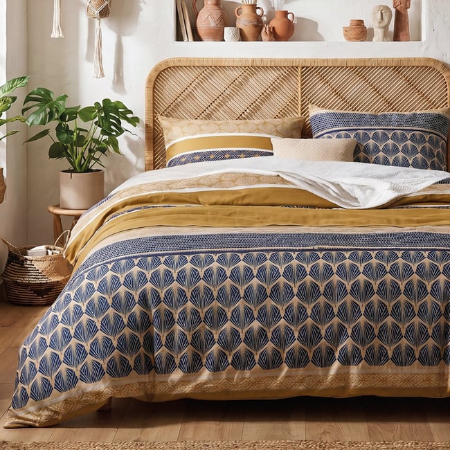 Parure housse de couette imprimée graphique en coton, CELORN multicolore <span itemprop=