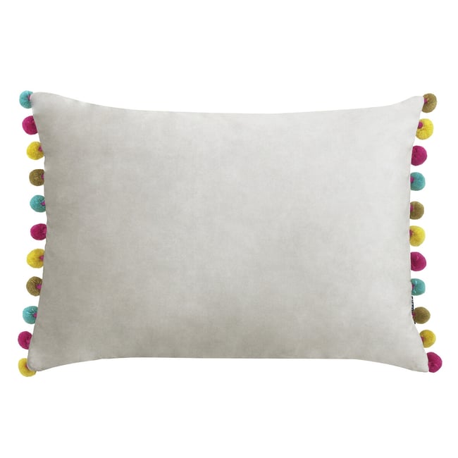 Fiesta Pom-Pom Trim Velvet Filled Cushion 35x50cm - PAOLETTI