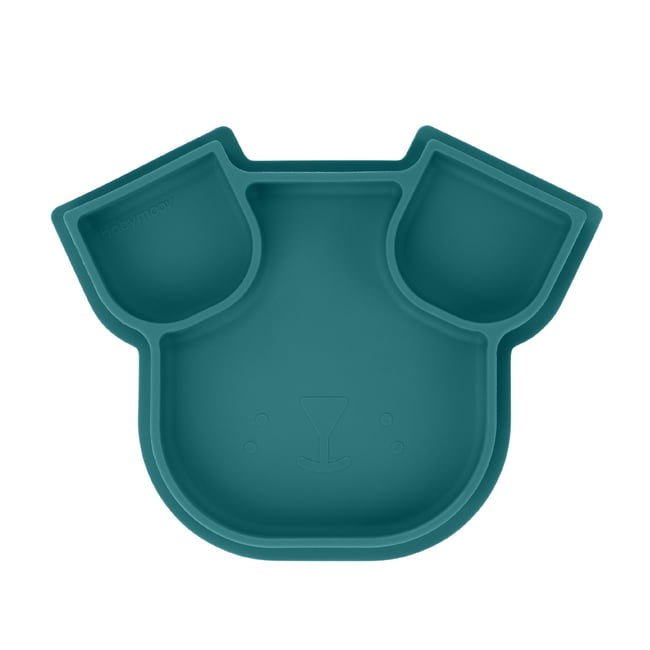 Assiette bébé compartimentée en silicone bleu <span itemprop=