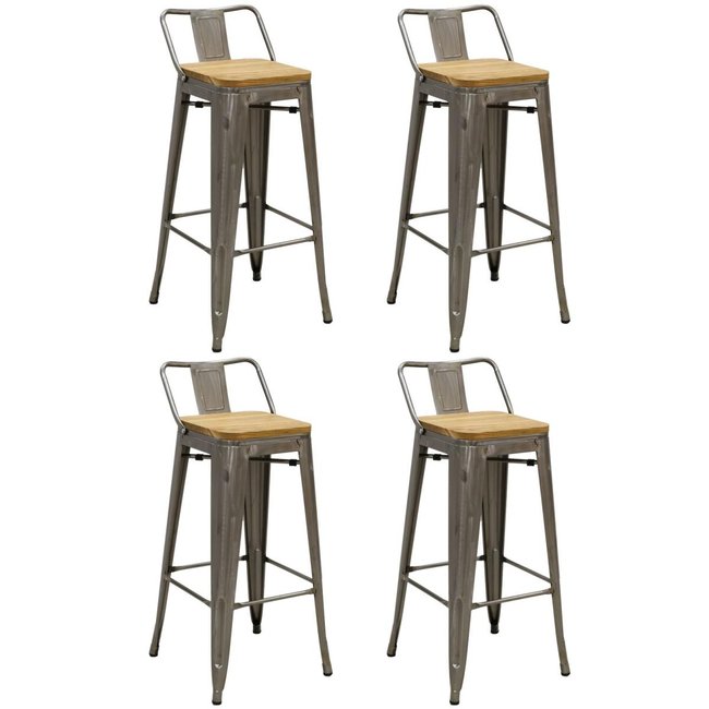 Tabouret de bar en métal laqué et bois d'orme huilé (Lot de 4) - AUBRY GASPARD