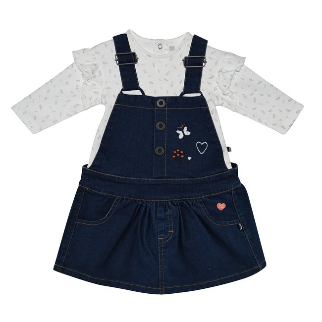 T shirt + robe salopette deborah bleu <span itemprop=