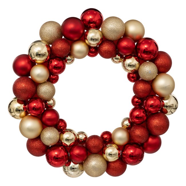 Couronne boule de Noël Couleur rouge <span itemprop=