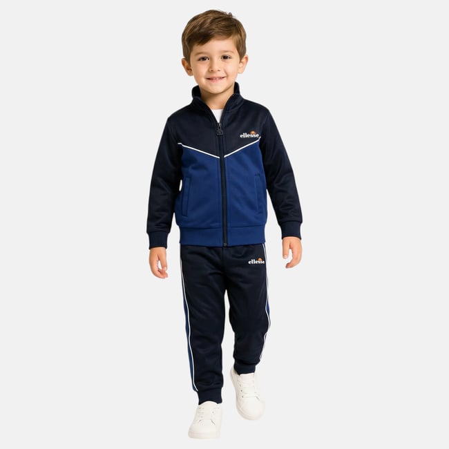 Ensemble veste zippée col montant et pantalon de jogging TRACK bleu marine <span itemprop=