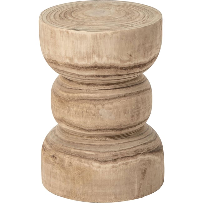 Table d'appoint en bois de paulownia sculpté Couleur naturel <span itemprop=