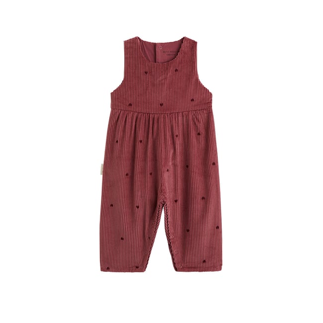 Salopette bébé en velours côtelé Aimée bordeaux <span itemprop=