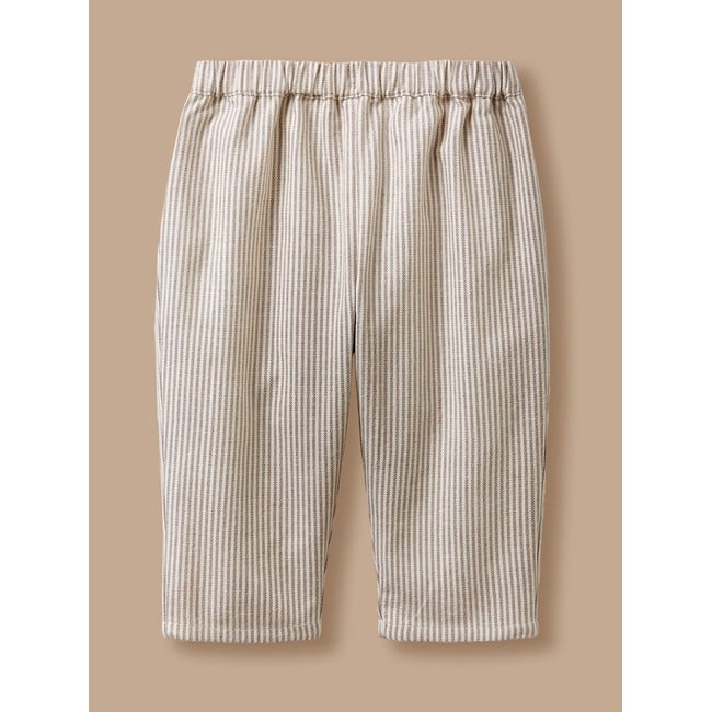 Pantalon rayé rayure marron/ecru <span itemprop=