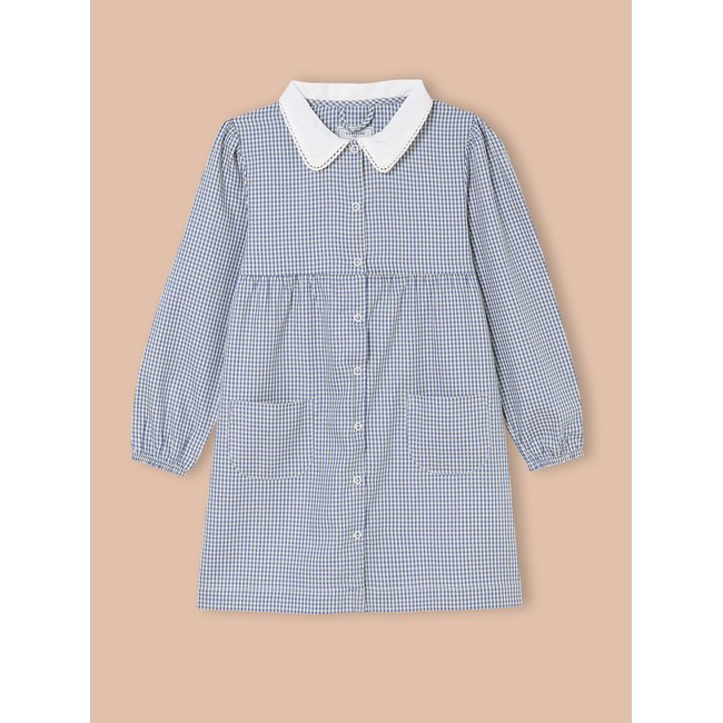 Tablier vichy vichy bleu <span itemprop=