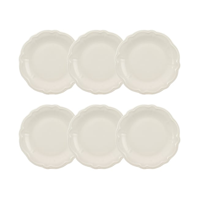 Lot de 6 assiettes à dessert en grès 20cm, CHARLOTTE Couleur blanc <span itemprop=