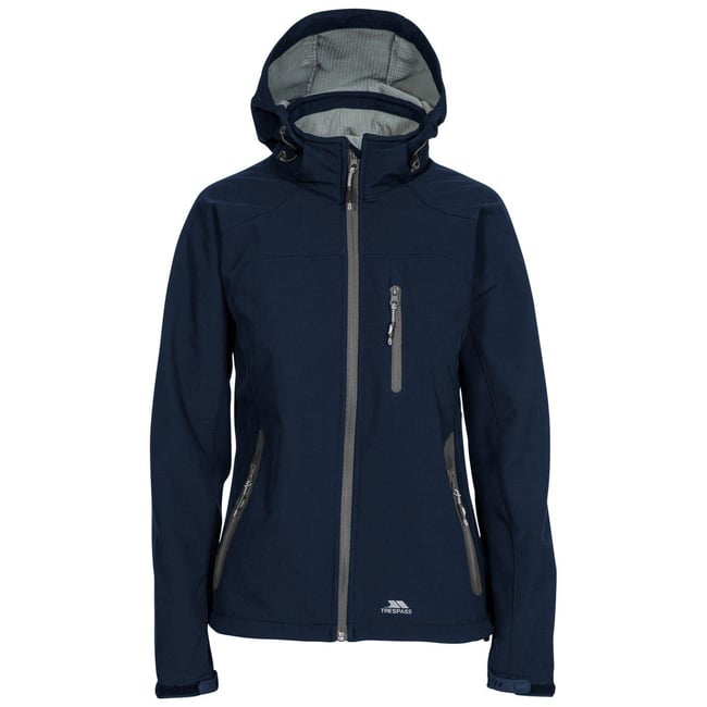 Veste softshell à capuche motif/style détail contrasté ELLISON bleu marine <span itemprop=