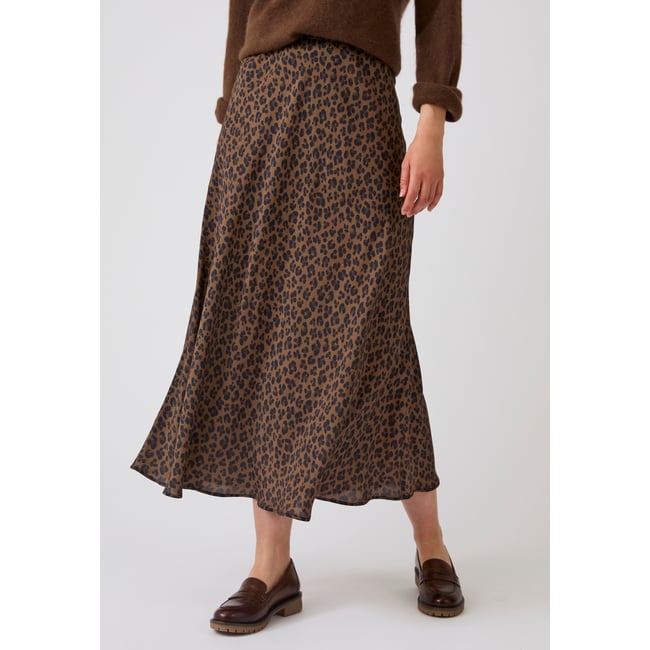 Jupe fluide imprimé animalier marron animalier <span itemprop=