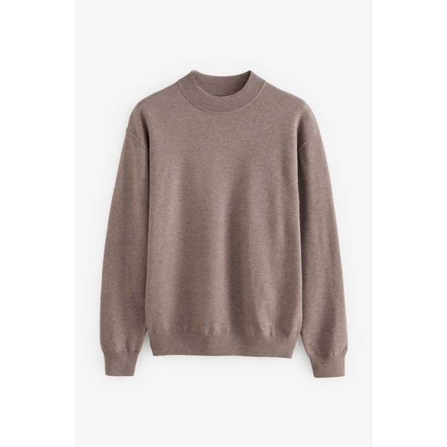 Pull ras du cou régulier en maille douce grège foncé <span itemprop=
