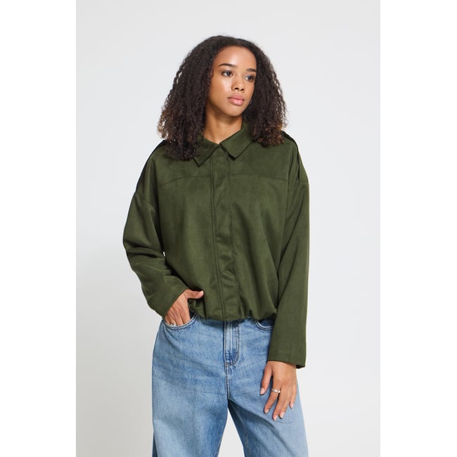 Veste manches longues, col chemise vert rifle green <span itemprop=