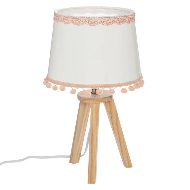Lampe trépied enfant POMPONS Couleur blanc <span itemprop=