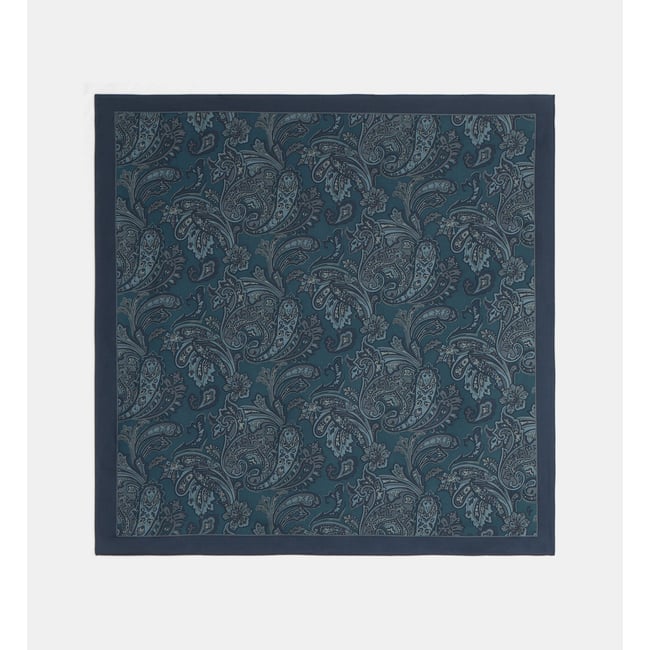 Carré de soie bombay bleu <span itemprop=
