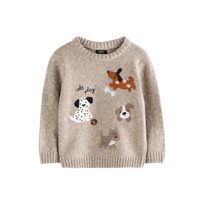 Pull ras du cou en maille chiens neutres <span itemprop=