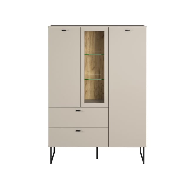 Buffet haut 2 portes, 2 tiroirs - VELA Couleur cashmere <span itemprop=